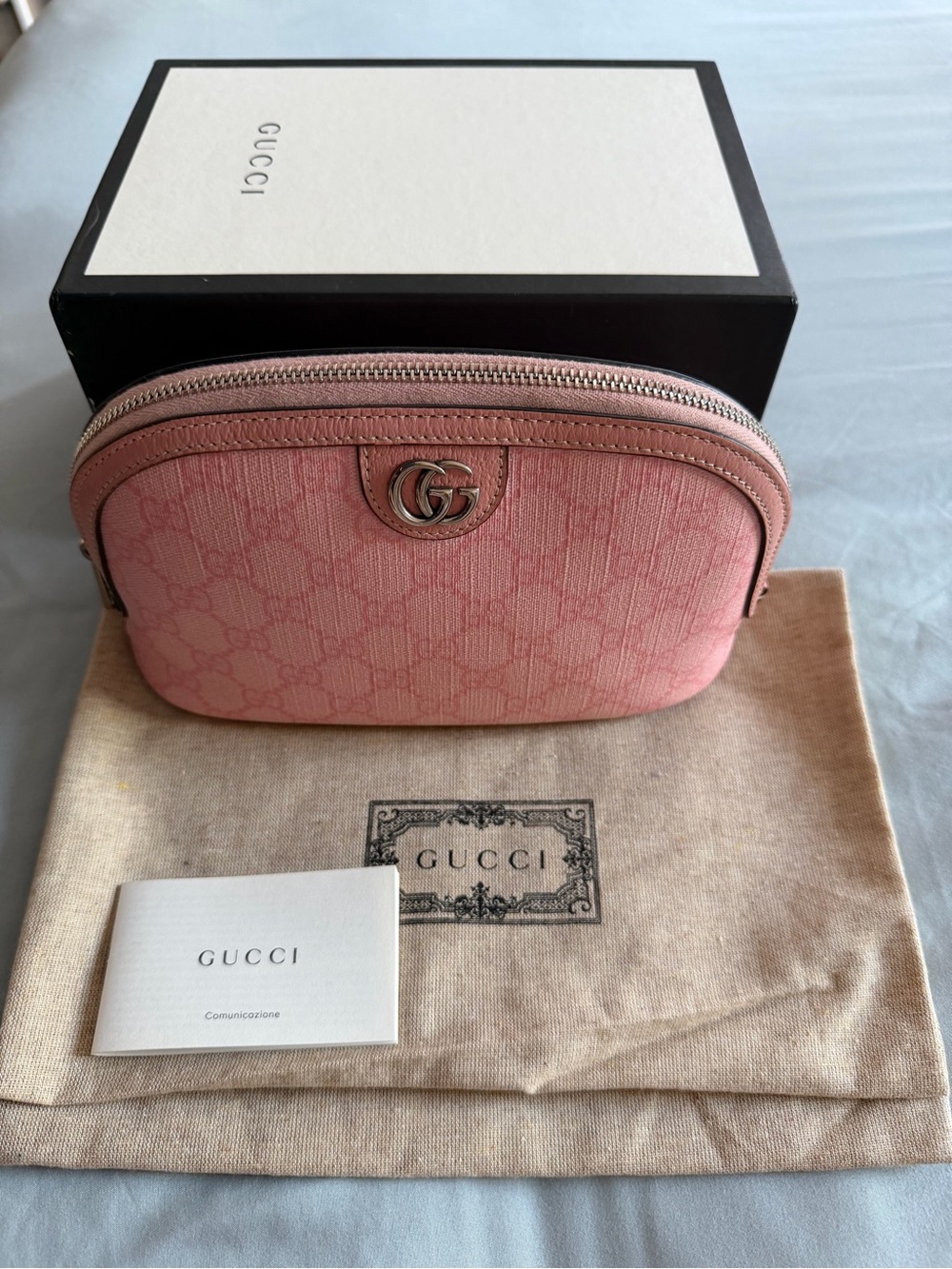 Gucci Pink GG Canvas Double G Cosmetic Pouch